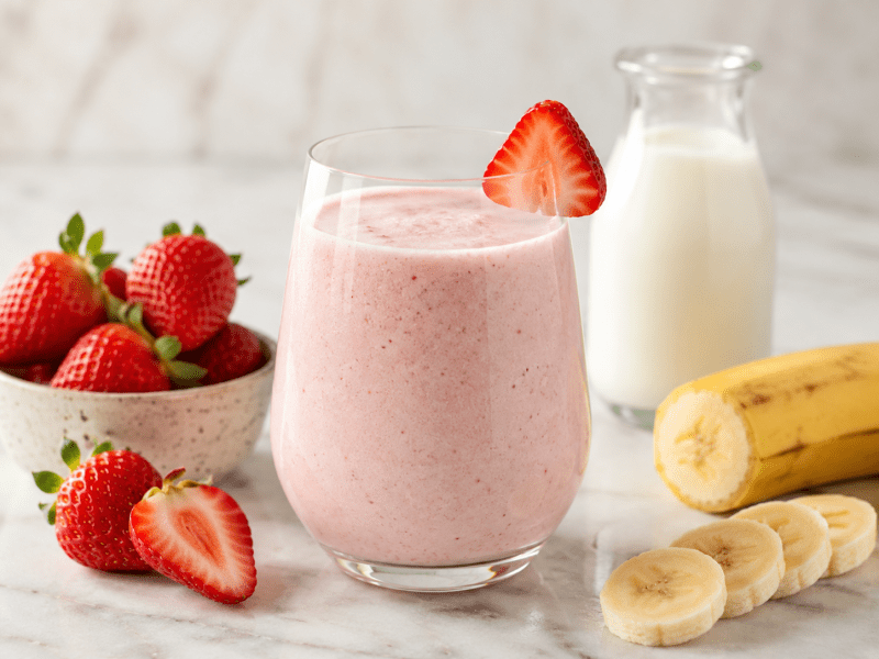 Laktozsuz Çilekli Muz Smoothie