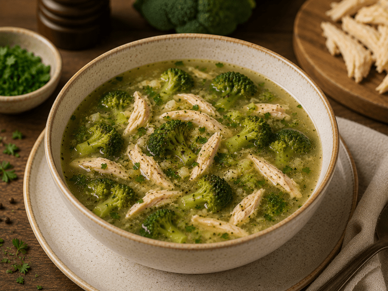 Kremasız Tavuklu Brokoli Çorbası