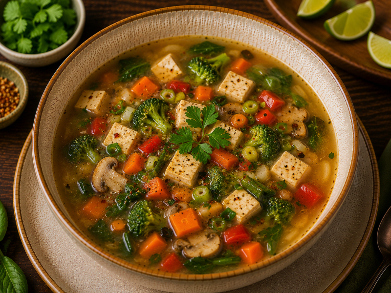Sebzeli Tofu Çorbası