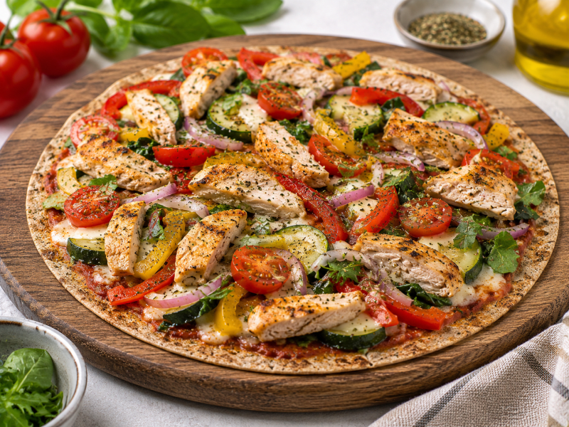 Tavuklu Sebzeli Lavaş Pizza