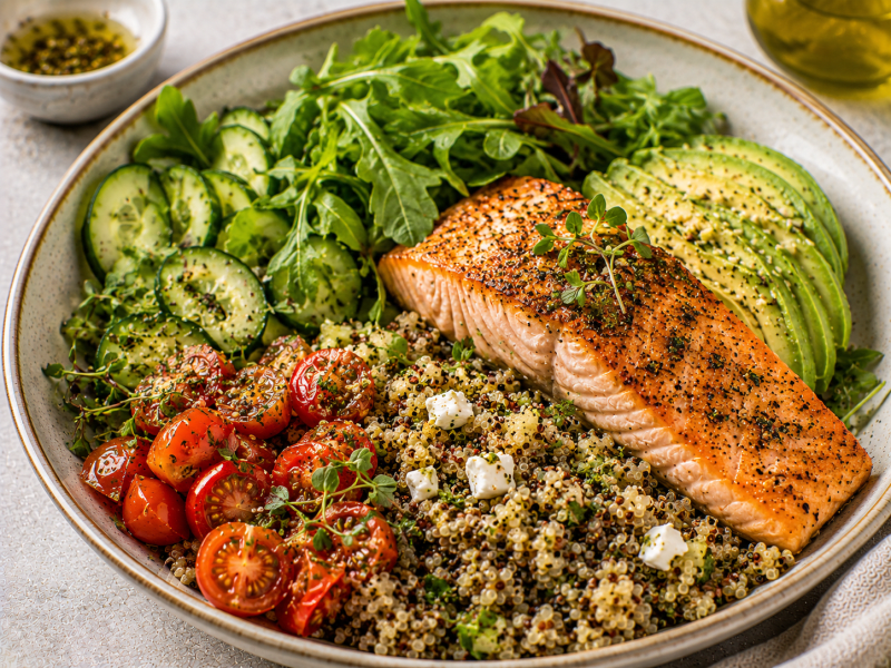 Somonlu Kinoa Salata Tabağı