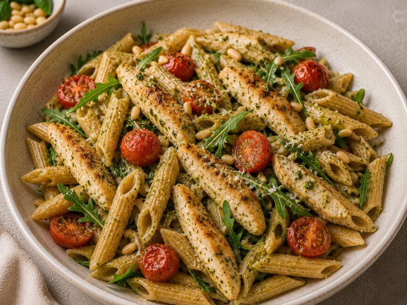 Pesto Soslu Tavuklu Makarna