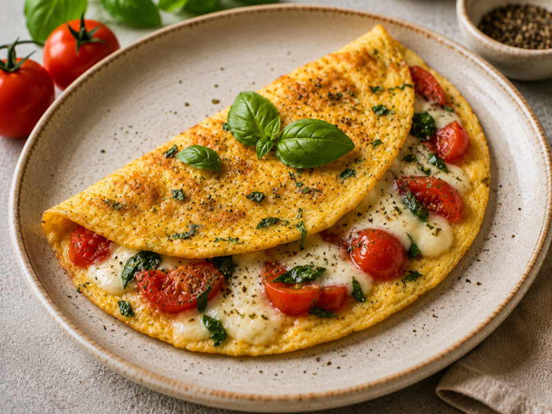Mozzarellalı Domatesli Omlet