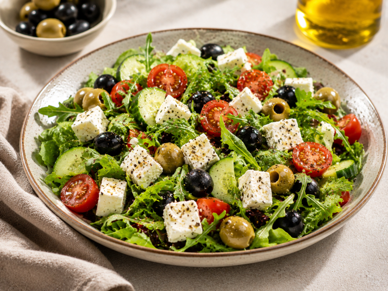 Zeytinli Peynirli Kahvaltı Salatası