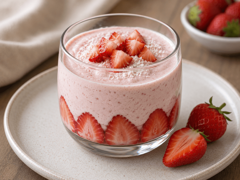 Çilekli Protein Puding