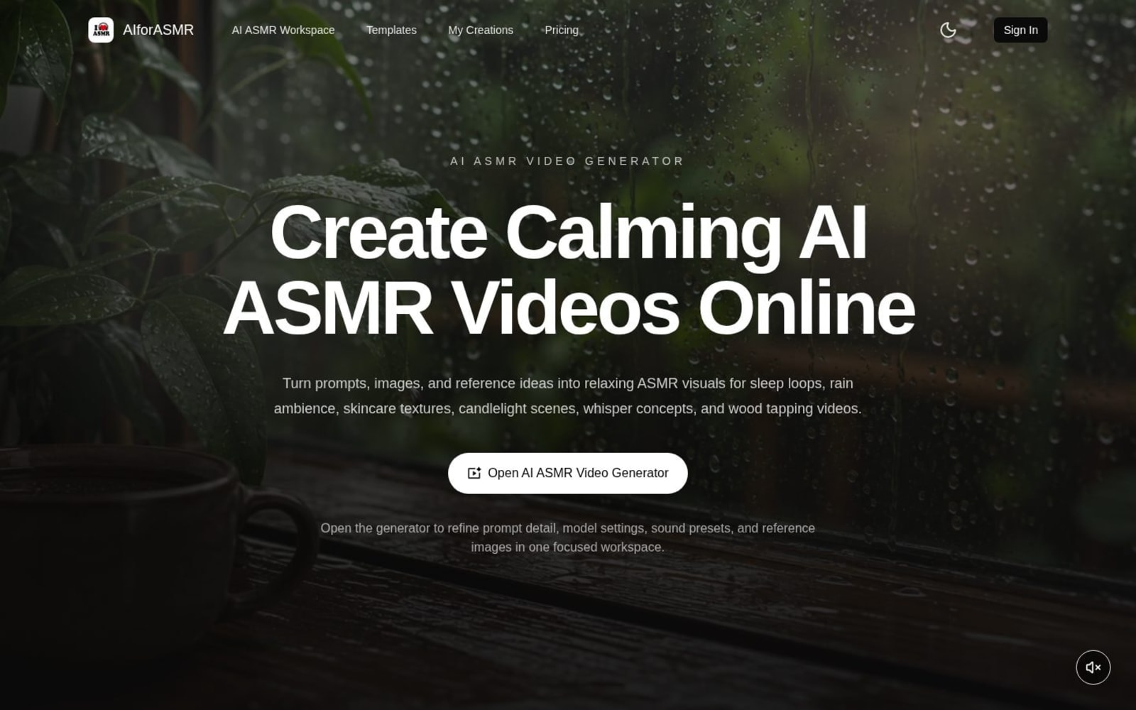 Homepage of aiforasmr.com