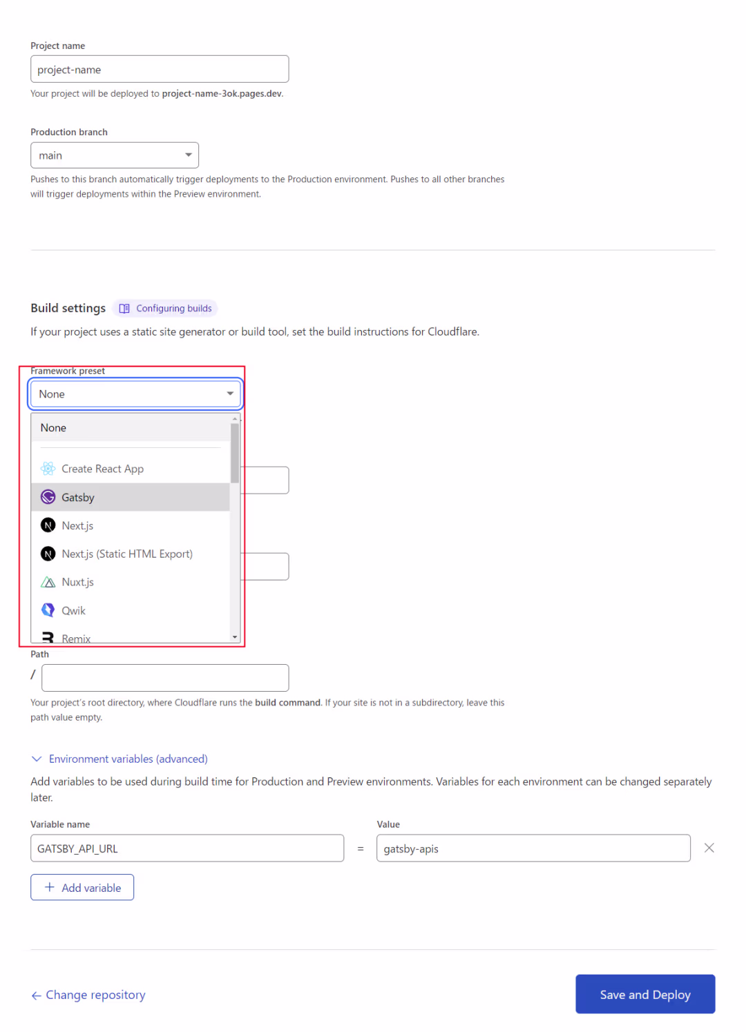 cloudflare-build-setting