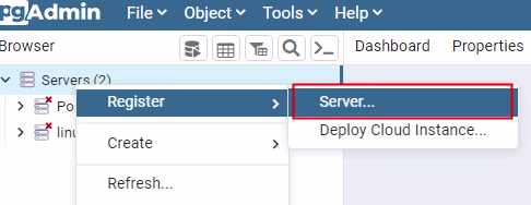 pgAdmin-addserver