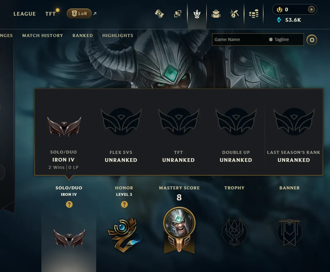 ❄️NA❄️ IRON 4 0LP | S16 | 22L 2W | 53.6K BE | Low MMR | REF#NA-451 — League of Legends image 4
