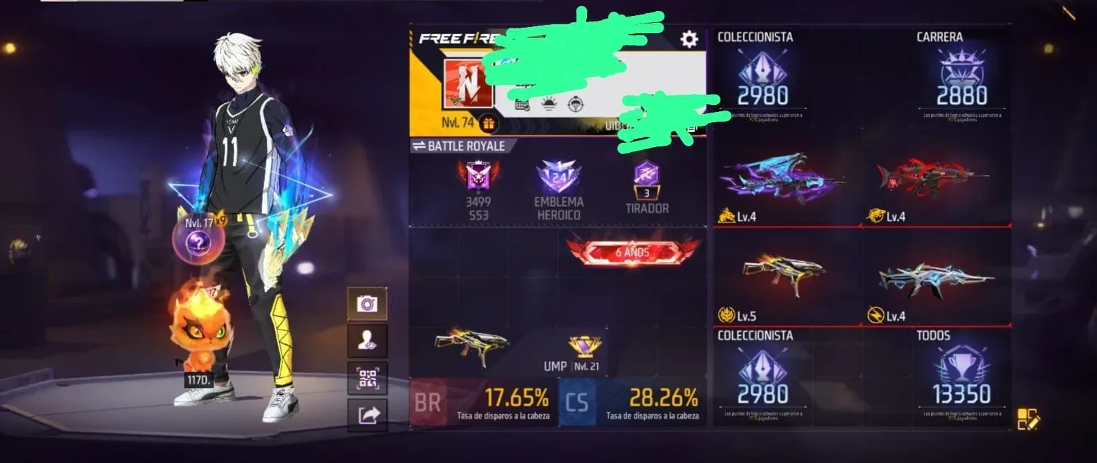 Cuenta de freefire completa PRIME 6 13 evolutivas lvl3 en adelante top emblemas de armas,ex top global,+35 pases elite,etctc — Free Fire image 4
