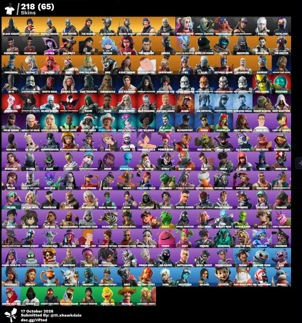 218 Skins | New STW | Black Knight | Sparkle Specialist | Royale Knight | Blue Squire | The Reaper | Elite Agent | Rogue Agent | Sub Commander | Havoc | Black Shield | 300VB | — Fortnite image 1