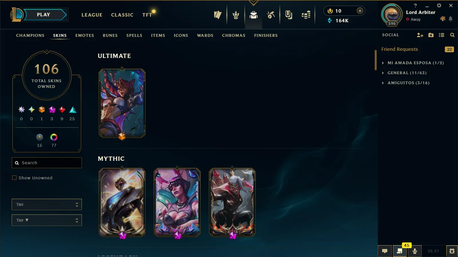 Selling my LoL account LAN, emerald lll, honor 5 with samira ultimate skin and 65skins, also having 32 skin shards — League of Legends image 1