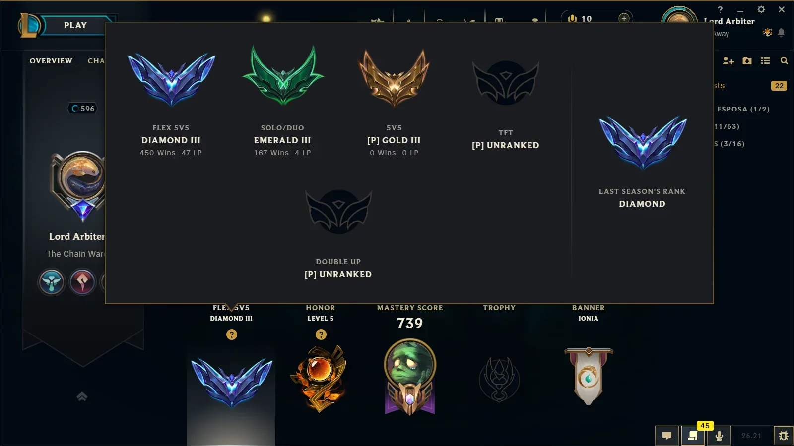 Selling my LoL account LAN, emerald lll, honor 5 with samira ultimate skin and 65skins, also having 32 skin shards — League of Legends image 2