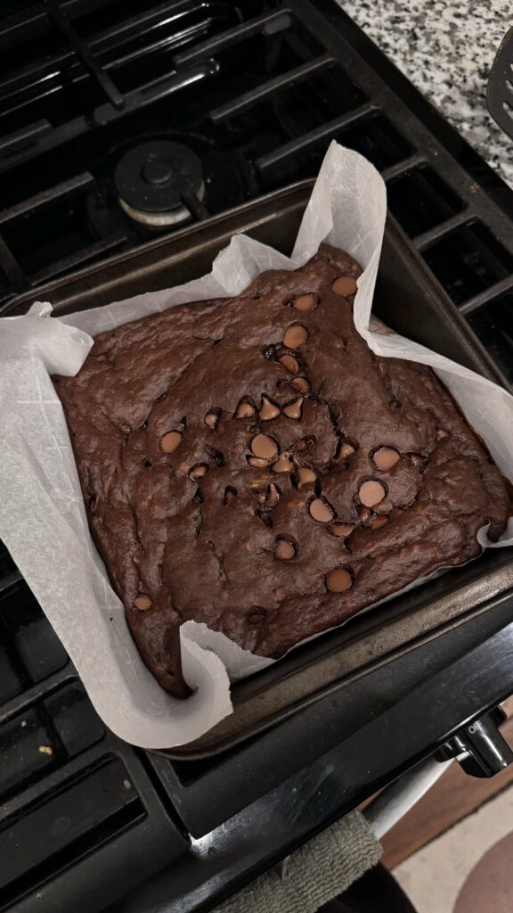 Close-up of rich fudgy brownie texture