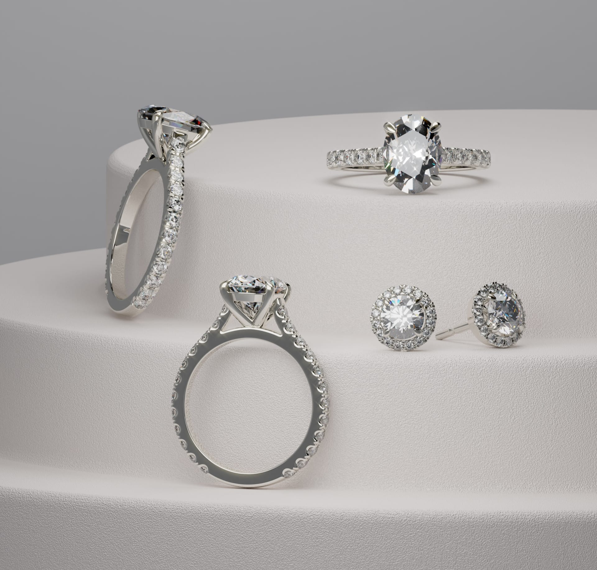 Renders of the full set, including earrings