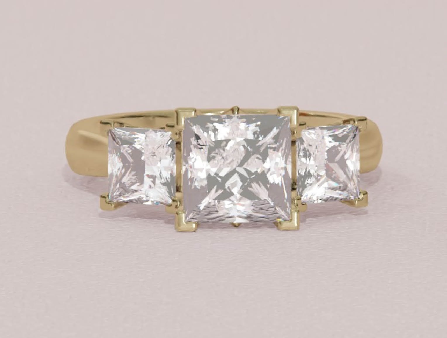 Princess cut three-stone with gold band.jpg