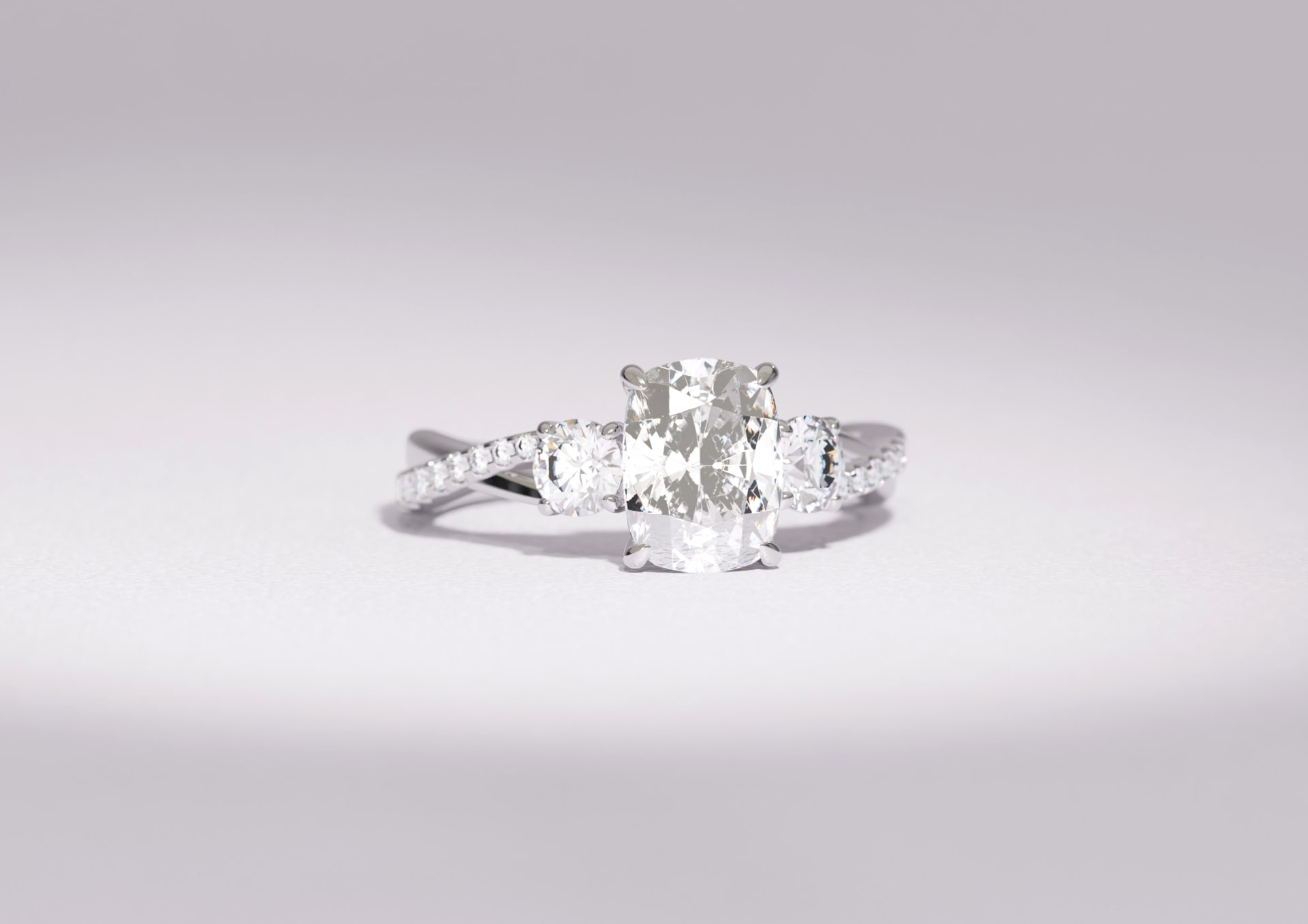 Three Stone Cushion Triology Ring