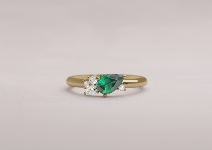 Pear Cluster with Emerald Diamonds