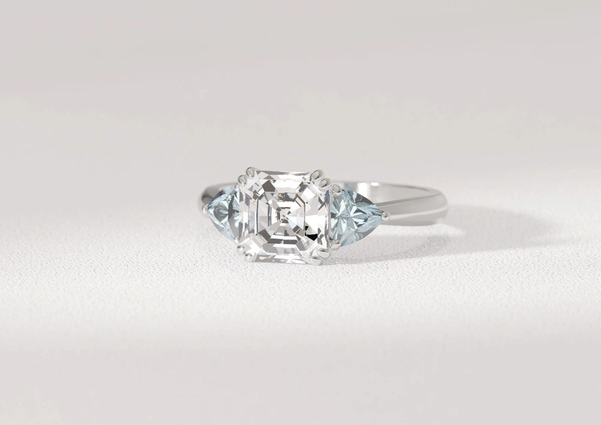 3 Stone Asscher Engagement Ring