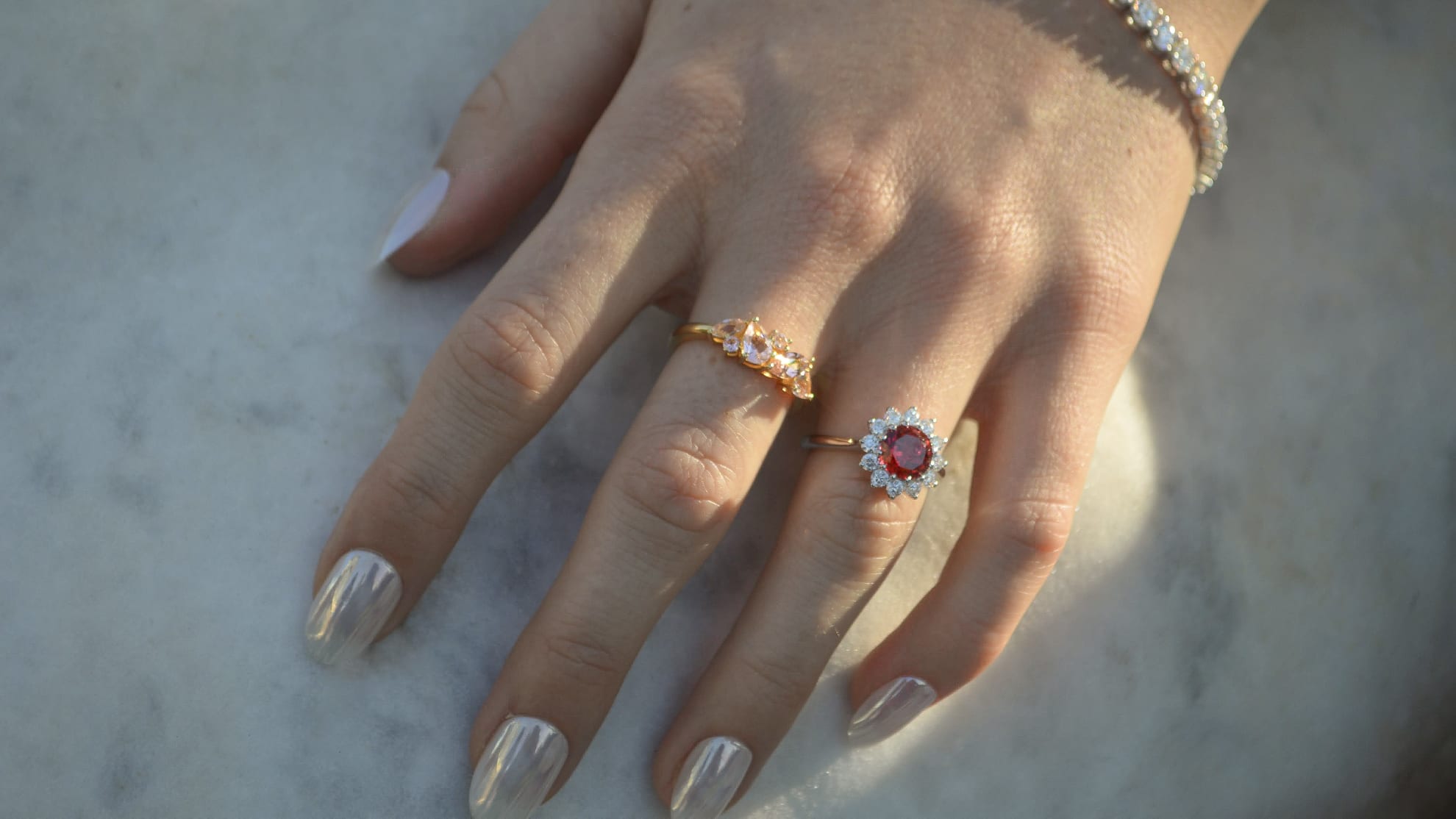 Custom made engagement rings using beautiful lab grown gemstones.