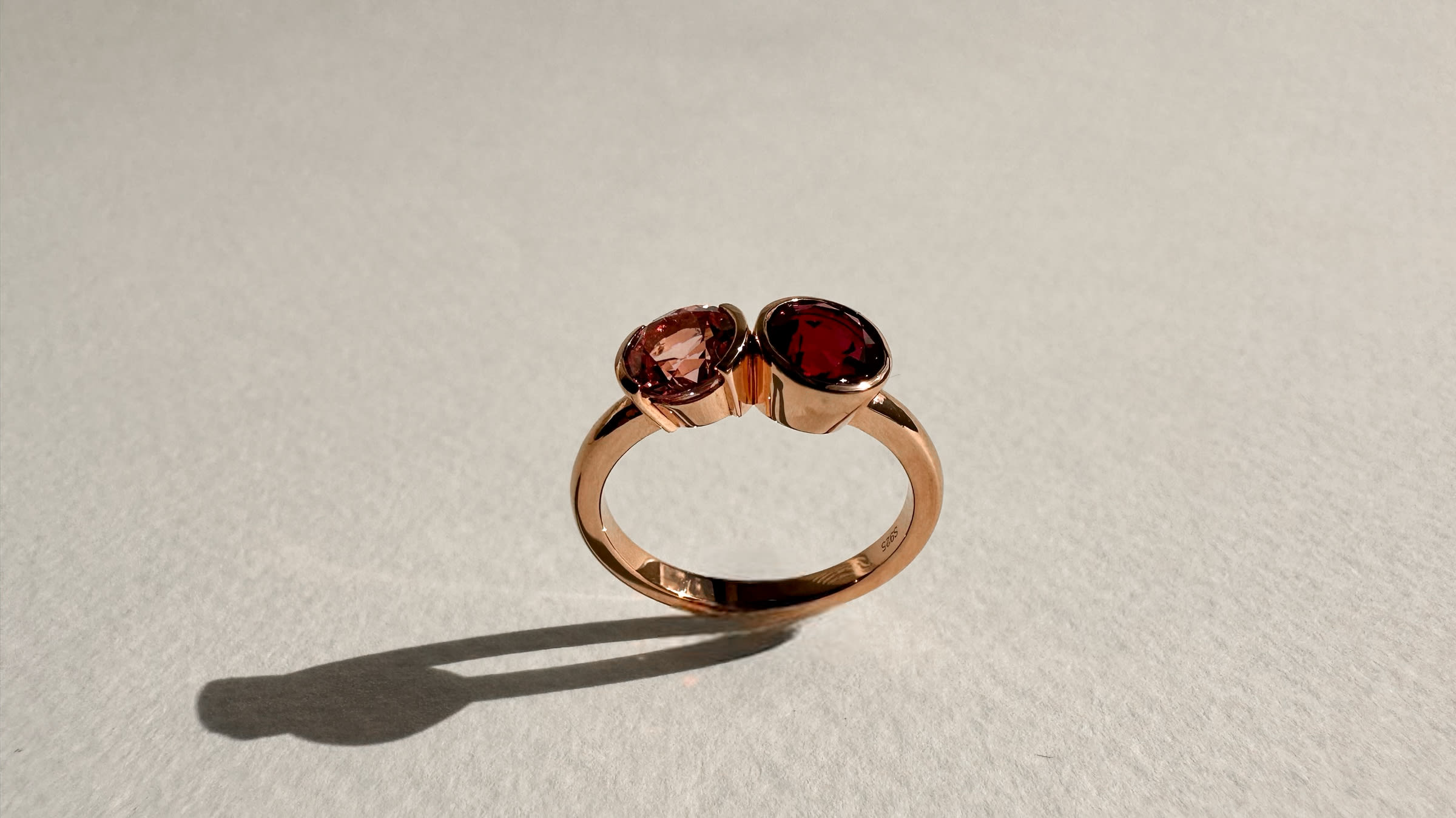 Toi et Moi Round Red Diamond and Ruby in a Rose Gold Band