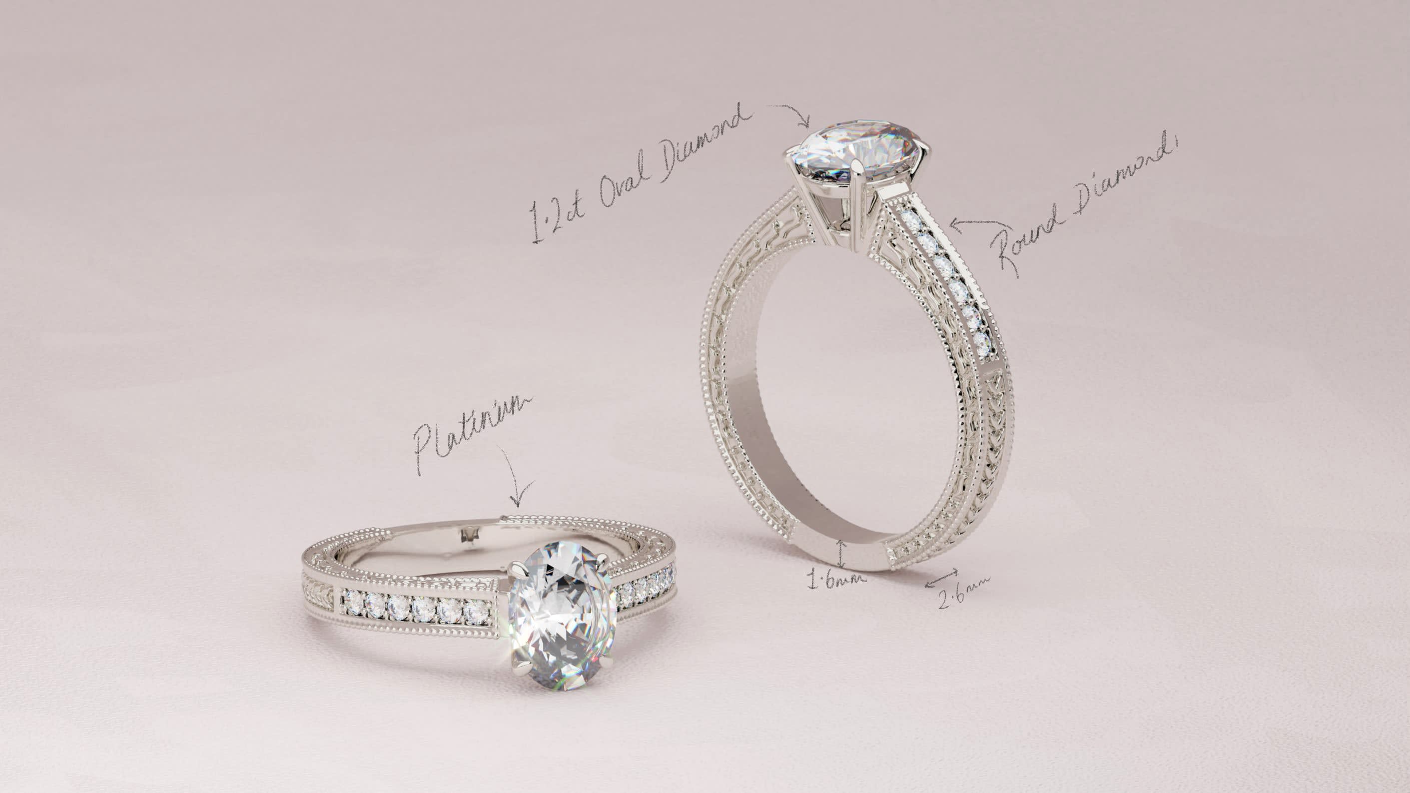 Oval Engagement Ring Render