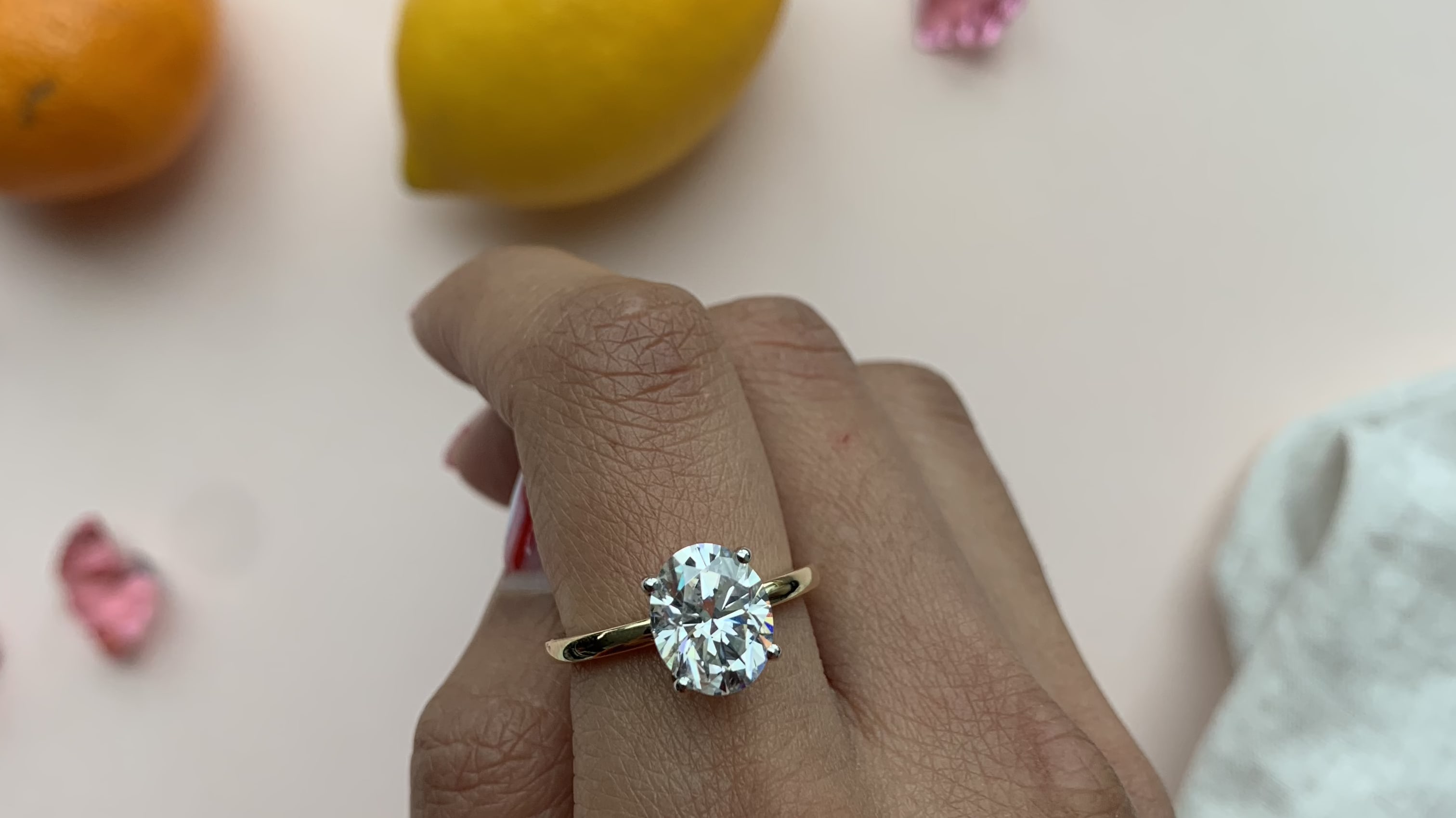 2ct Oval Solitaire Moissanite with gold band