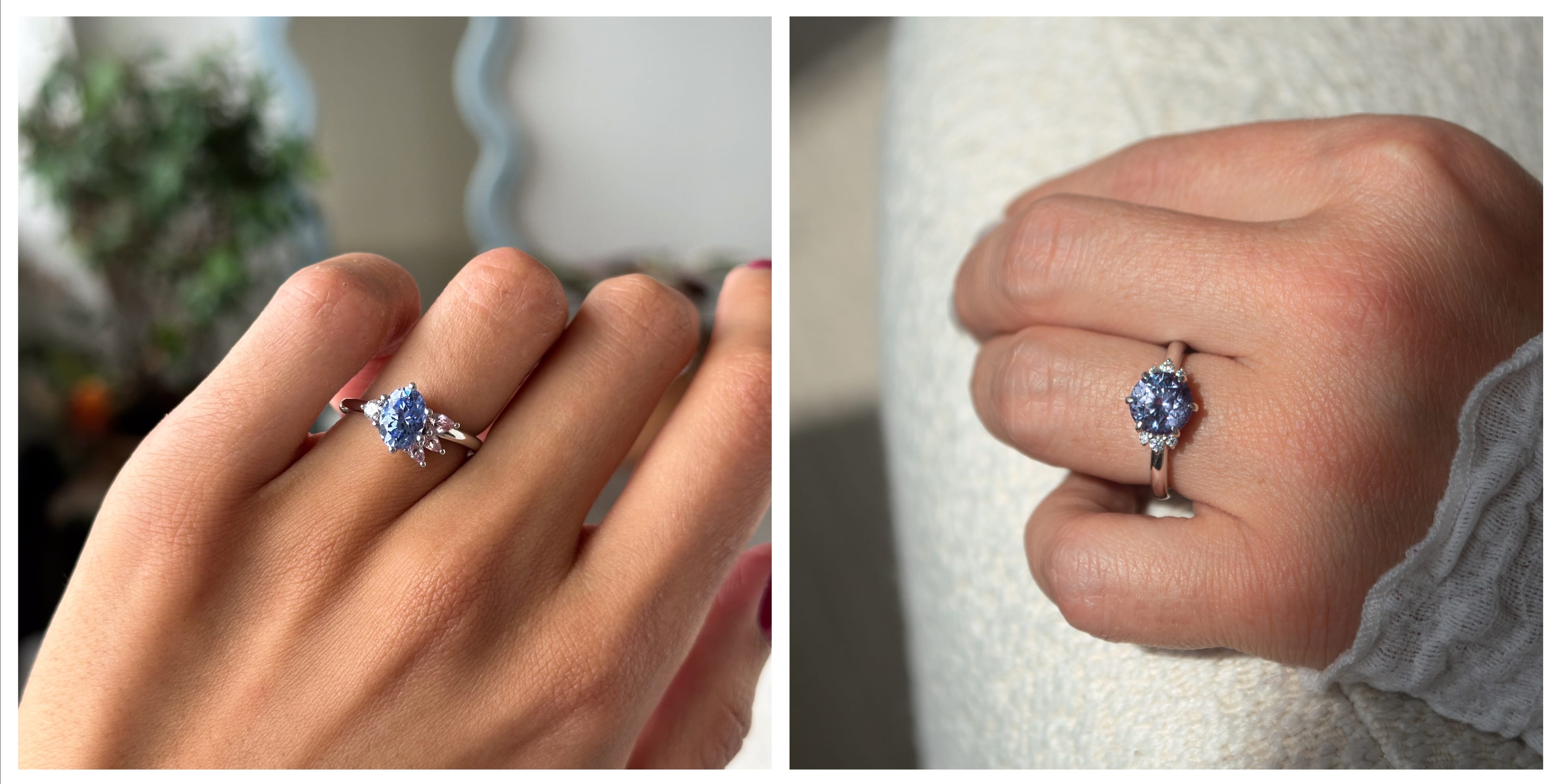 Custom spinel engagement rings