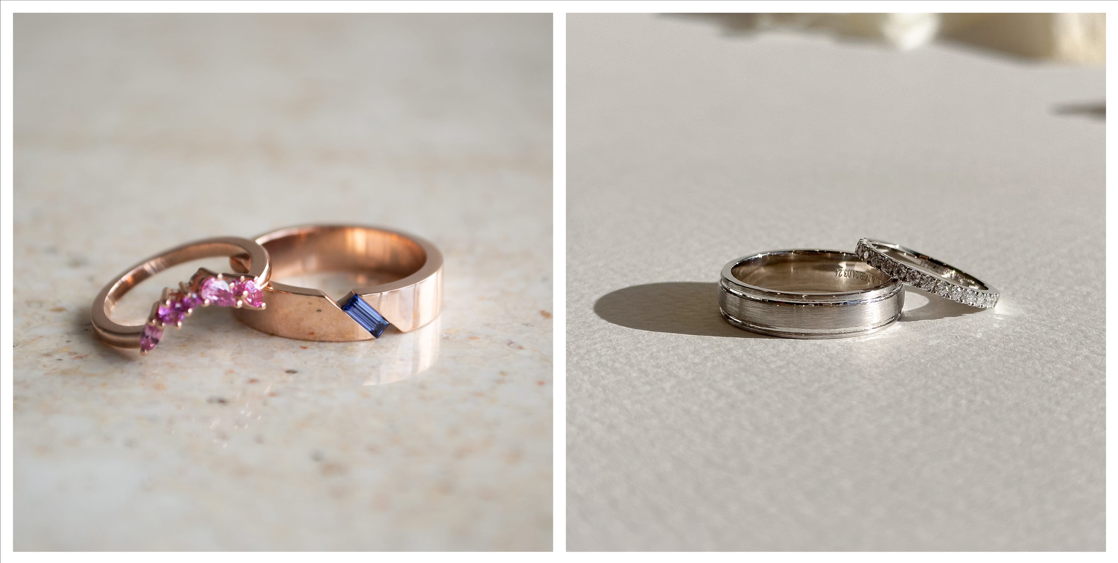 Custom his and hers wedding rings