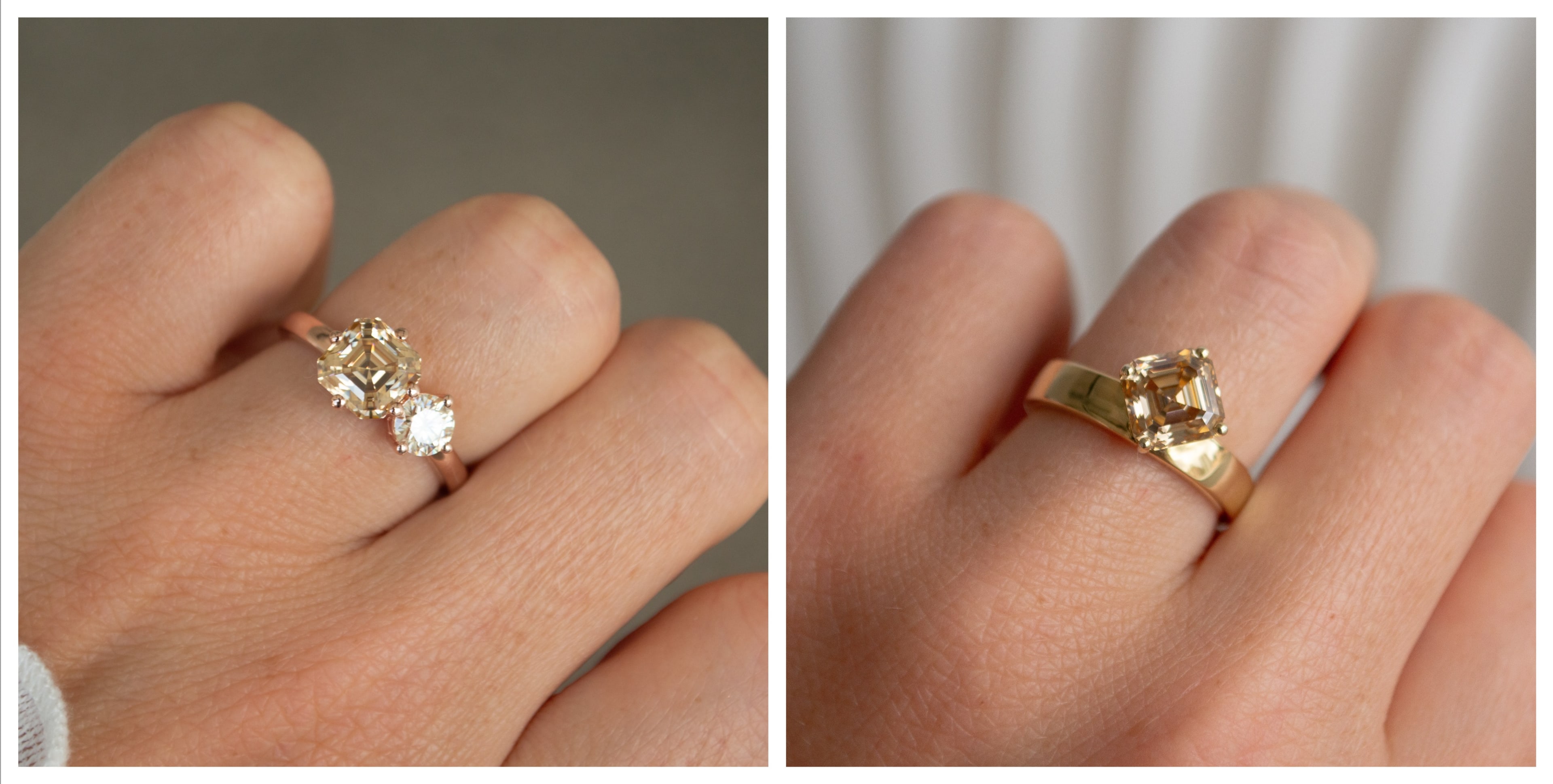 Custom champagne engagement rings