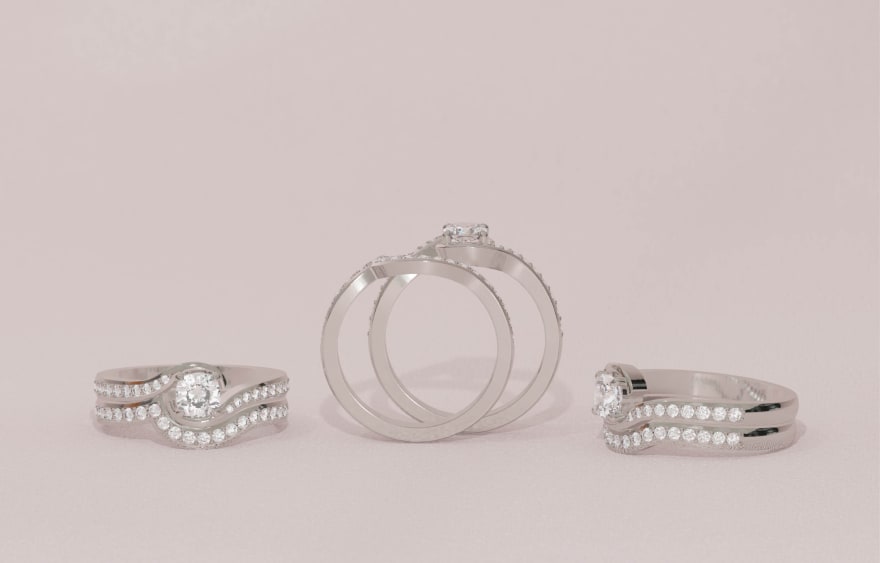 Cushion cut bridal set with flush wedding band