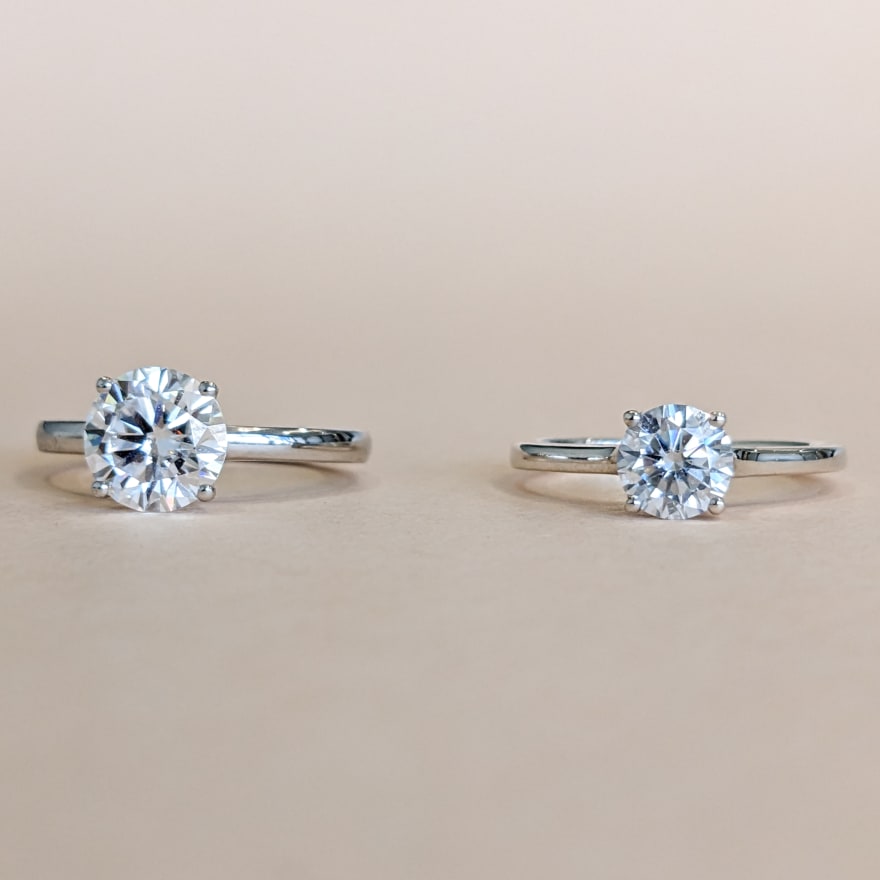 1 carat vs 2 carat round cut