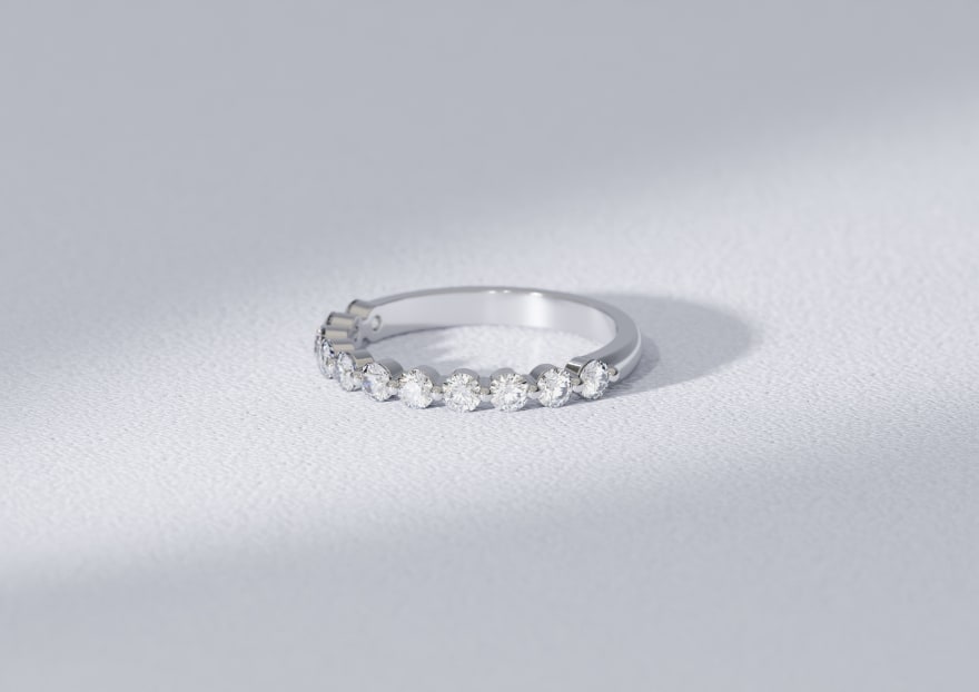 shared prong eternity ring set