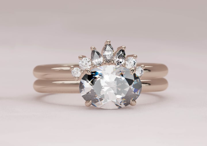 East West Oval Solitaire Diamond Engagement Ring