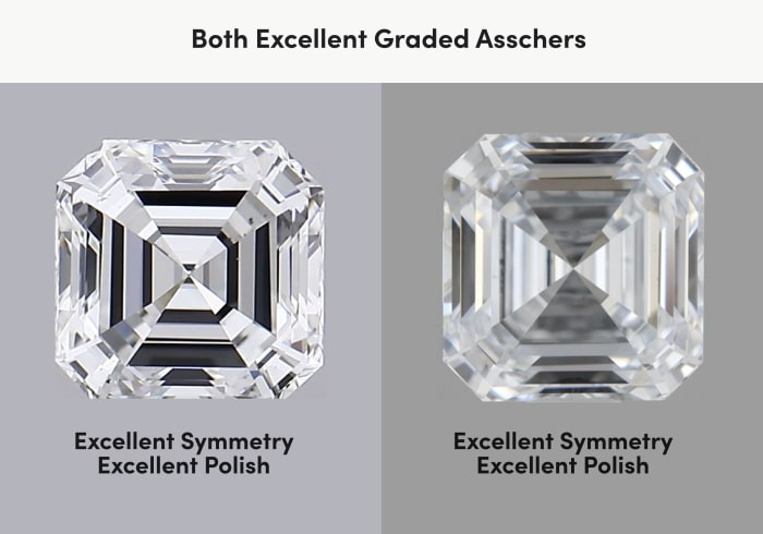 Example of two excellent cut diamonds