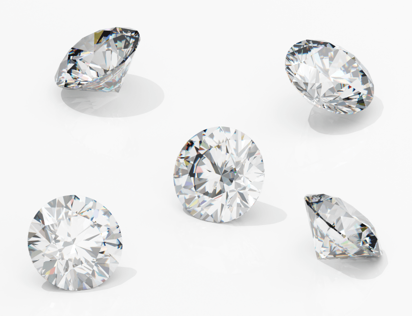 Set of five lab diamonds