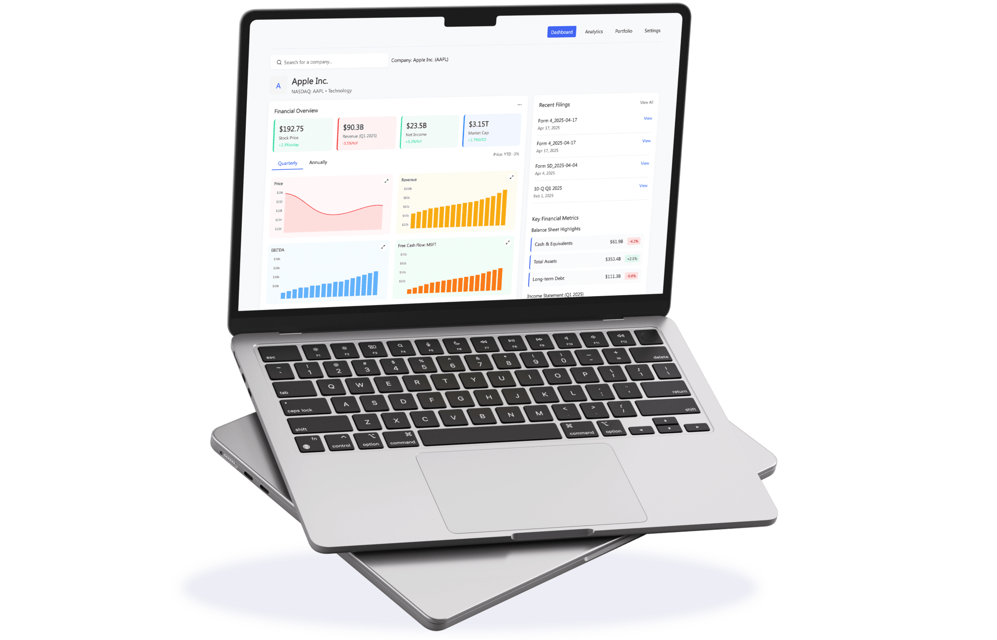 Mockup of an AI-driven platform for investor relations data insights.