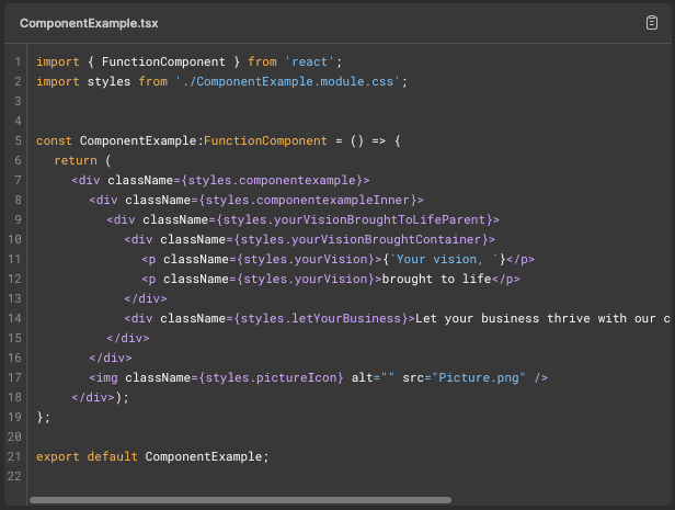 React component code