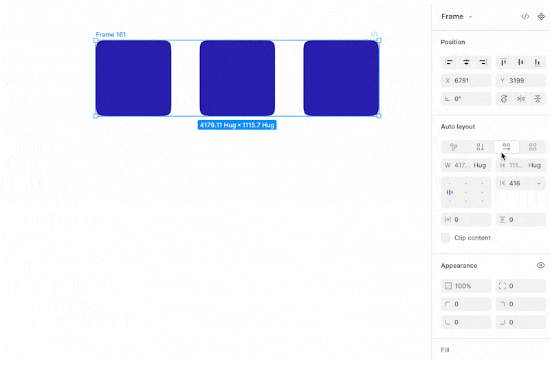 Auto Layout settings panel in Figma showing vertical and horizontal layout directions with Wrap enabled.