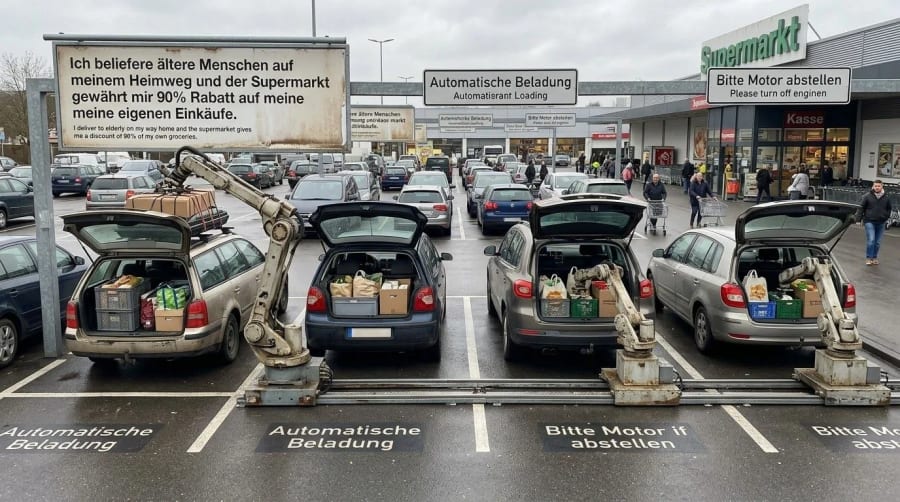 Robot trunk loading with a community bay 1
