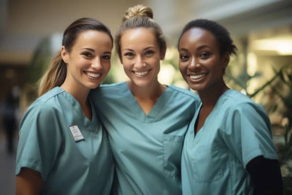 Enfermeras con uniforme antifluido