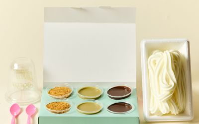 מארז DIY זוגי - כוס פיסטוק גלידה אמריקאית שוקולד אגוזים וקדאיף