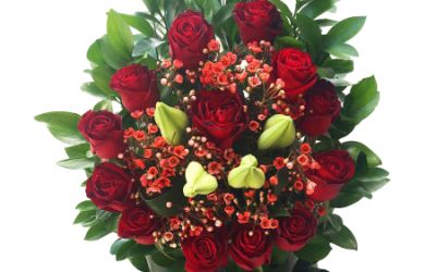 סידור פרחים אדום לוהט 