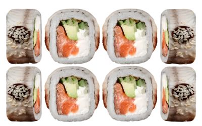 Урамаки с угрем и лососем