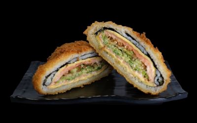 1+1 Гарячий сендвіч панко з лососем і криспі