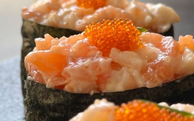 Гункан Креветка+Лосось