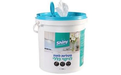 דלי מגבונים לניקוי וחיטוי משטחים 400 יח' SHINY