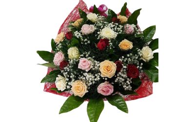 זר ורדים ססגוני