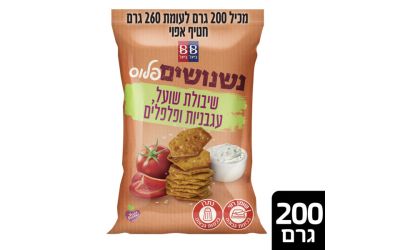 נשנושים פלוס חטיף אפוי עם שיבולת שועל עגבניות ופלפלים