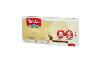 שוקולד לבן מעולה ממולא בקרם אגוזי לוז וופל